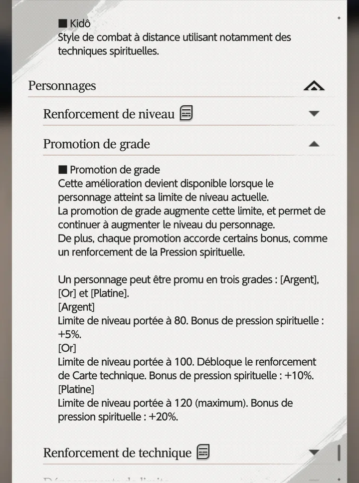 Promotions de grade — capture du jeu en français